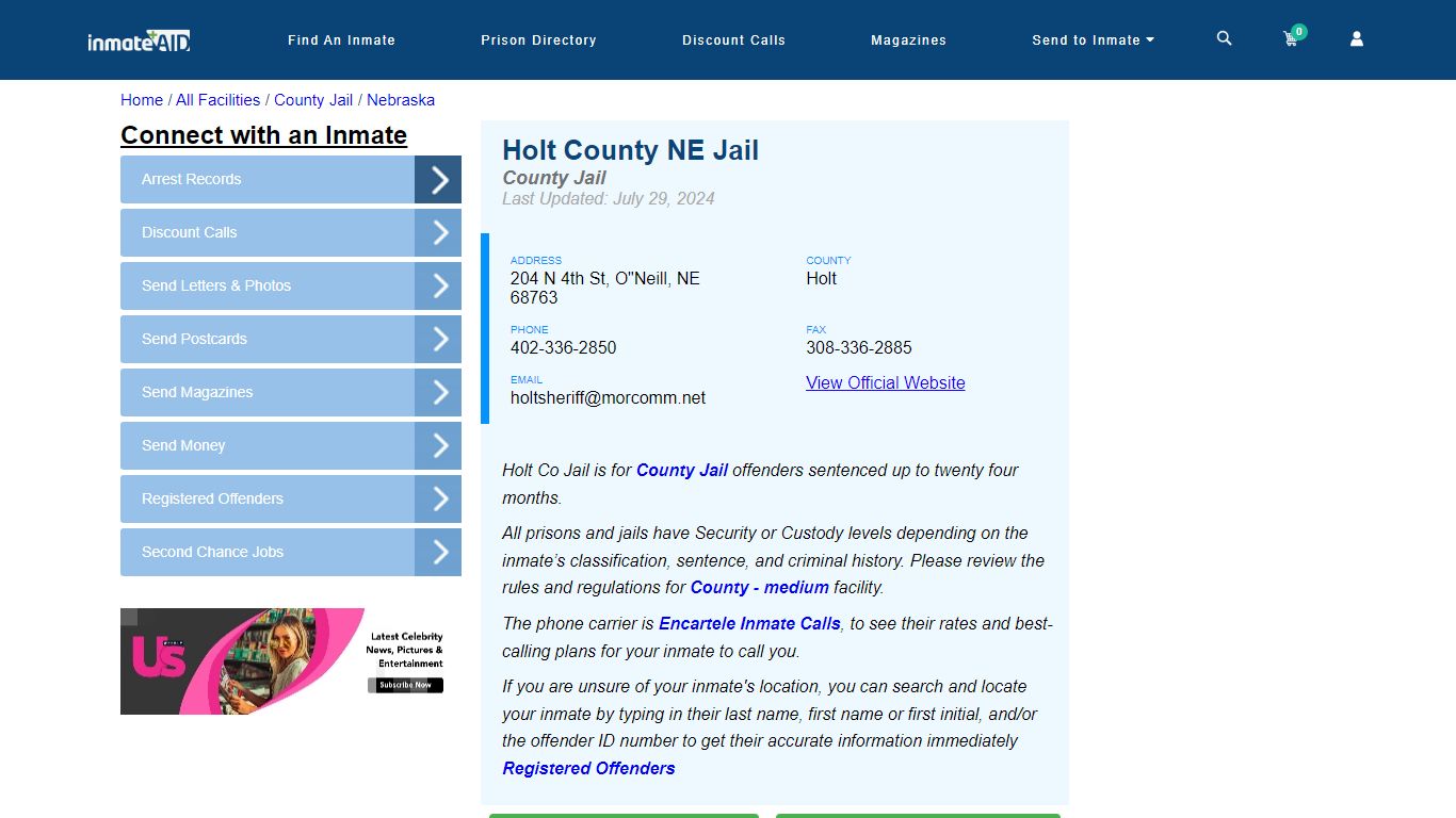 Holt County NE Jail - Inmate Locator