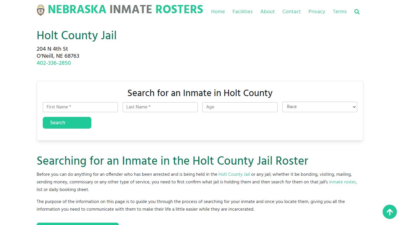 Holt County Jail NE: Inmate Search & Roster